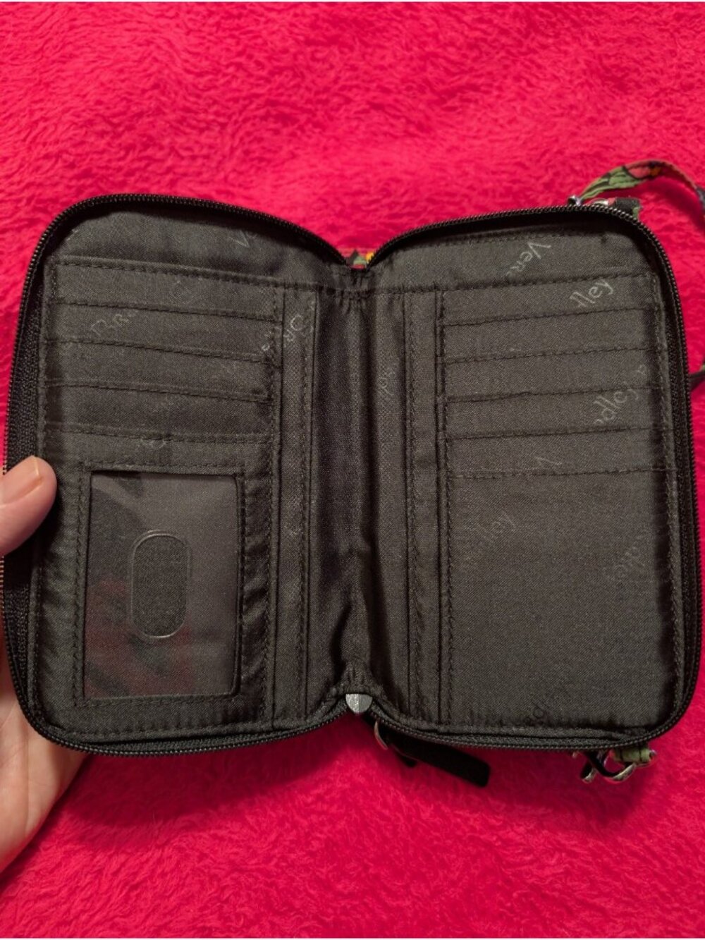 Vera Bradley Perennials Noir Cotton RFID All in One Crossbody Bag Wallet Purse - Picture 5 of 9
